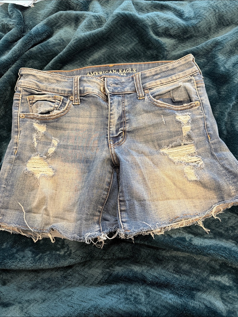 American Eagle Outfitters Light Blue Distressed Denim Cutoff Shorts
